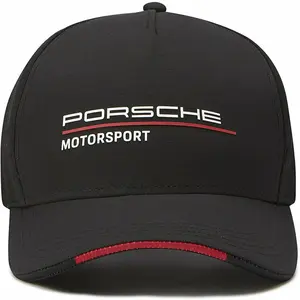 Porsche Motocycle Cap - Breathable Mesh Back, Adjustable Fit for Casual Wear, Outdoor Sport Hat - Basic Black - Snapback Closure