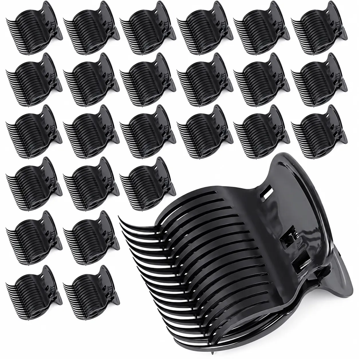 24 Pcs Hair Roller Clips, Black Plastic Hair Sectioning Claw Clips, Lightweight Curler Holding Accessories for Hair Styling, Curl Setting, Makeup Preparation, DIY Hairstyles, Home and Salon Use for Women