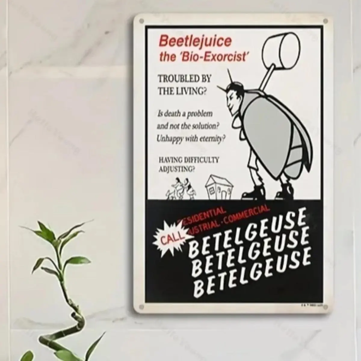 Vintage Beetlejuice Bio-exorcist Metal Tin Sign, 1 Count Creative Wall Art, Wall Decor for Home Living Room Bedroom Study Room
