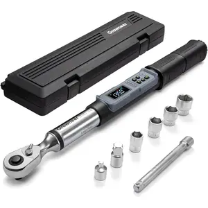 Digital Torque Wrench, 5-99.6 Ft-lbs/6.8-135 Nm, 3/8'' Drive Rachet Torque Wrench with Buzzer & Colorful LED Indicator, Electronic Torque Wrench Set for Bike Motorcycle Car Auto Repair