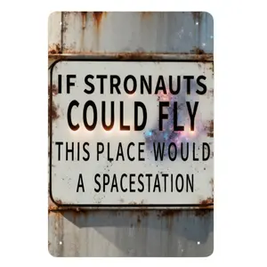 If Stronauts Could Fly Tin Sign Metal Wall Decor Wall Art Rustic Vintage Style 20×30cm Garage Workshop Man Cave Office Personalized Gift For Space Enthusiasts Customizable Sign