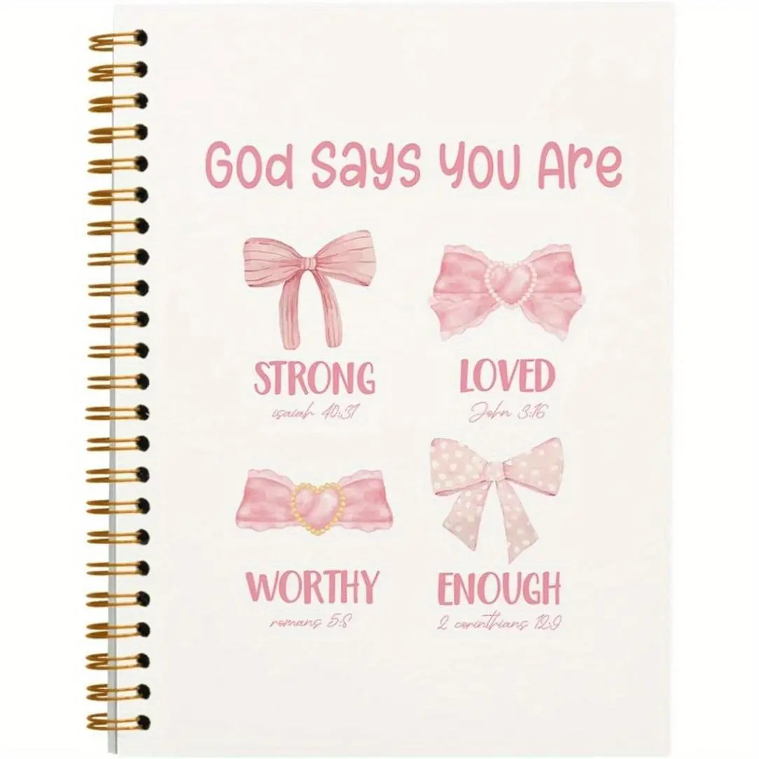 Bow Pattern Notebook, 1 Set Christian Notebook Journal Daily Devotional Journal for Women, Bible Journaling Notebook, Office Supplies for Home School Dormitory, Journals For Writing, Notebook Cute