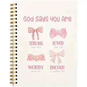 Bow Pattern Notebook, 1 Set Christian Notebook Journal Daily Devotional Journal for Women, Bible Journaling Notebook, Office Supplies for Home School Dormitory