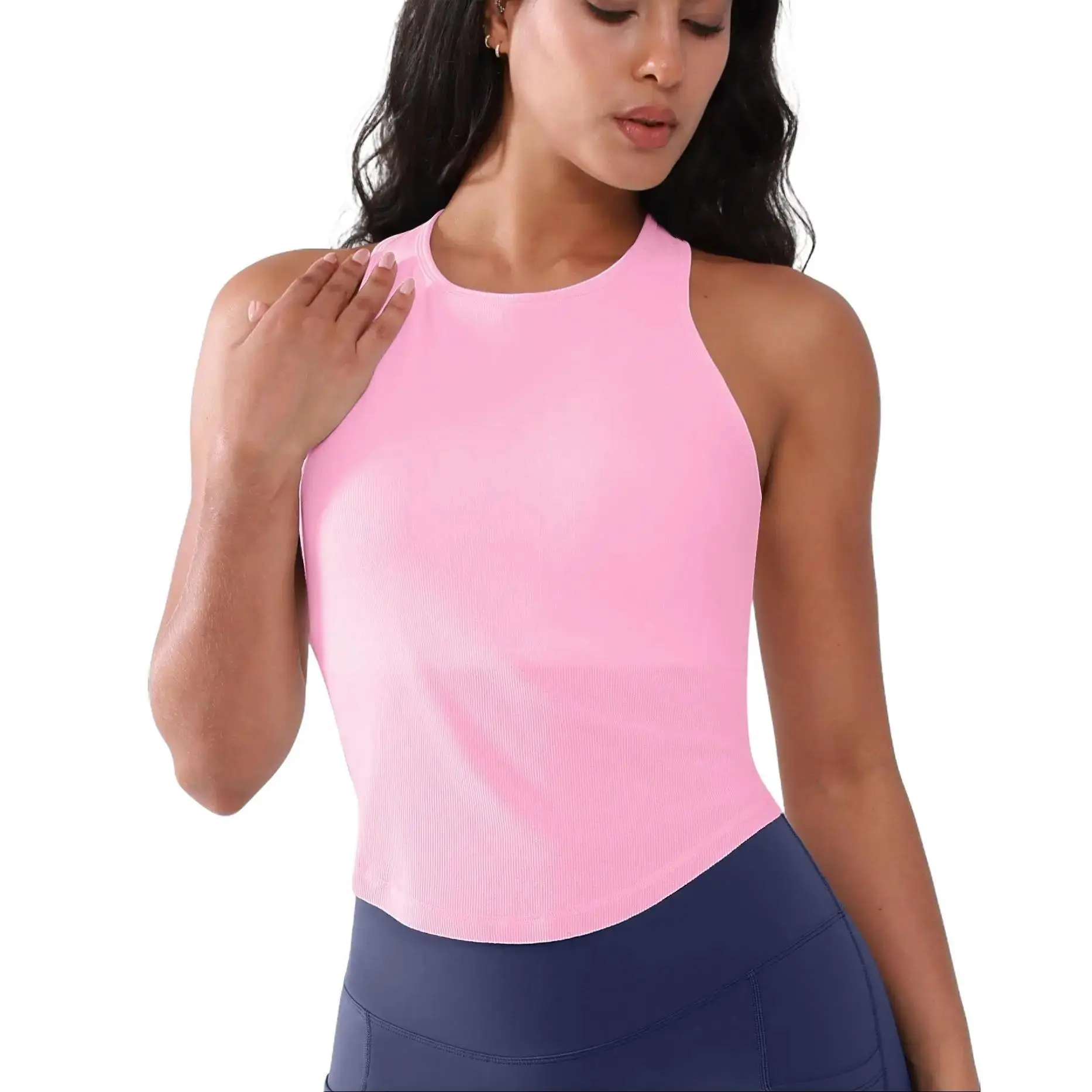 Shapellx NeoSweat AirSlim Essential Built-In Bra Tank Casual Plain Round Neck Top Sports Vest Top Sports Fitness Vest