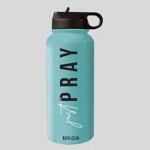 Kerusso 32 oz Stainless Steel Water Bottle - Vacuum Flask, Tumbler with Straw, Just Pray Design