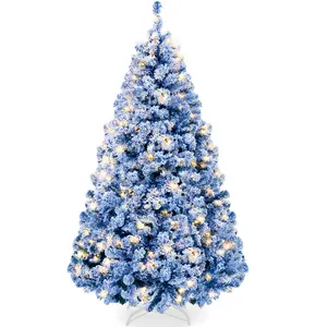 Best Choice Products Artificial Flocked Christmas Tree, Pre-Lit Holiday Décor w/ Twinkle Lights - 6ft