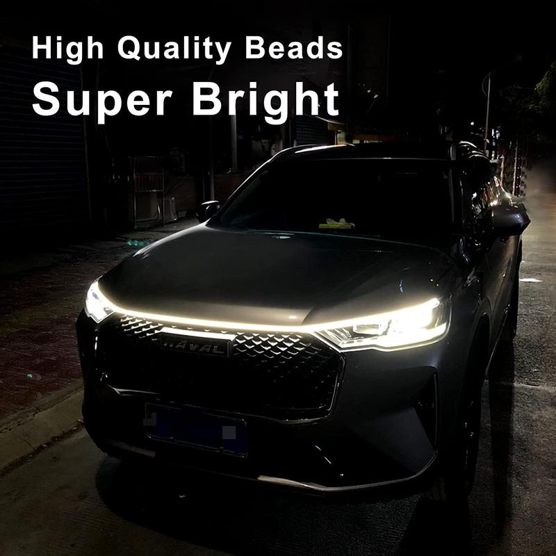 Car Hood Light Strip, 70 Inch 12V Flexible Waterproof LED Lights for Car, Universal Engine Cover Decoration Accessories for Cars, SUVs, Trucks, Dynamic Scan Start-up Effect