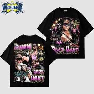[WWE] Bret Hart The Hitman Vintage Wrestling Graphic T-Shirt, Retro 90s WWF Style Tee, Oversized Heavyweight Cotton Streetwear, Tribute Tee for Fans of Bret Hart, Gift for Wrestling Lovers and Streetwear Enthusiasts
