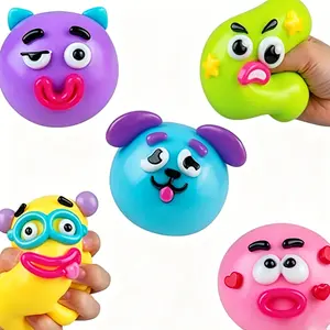 5PCS New Smushers Soft Squeeze Silly-Face Puppy Squishy Ball - Malleable, Soothing Stress-Relief Portable Sensory De-Stresser Toy