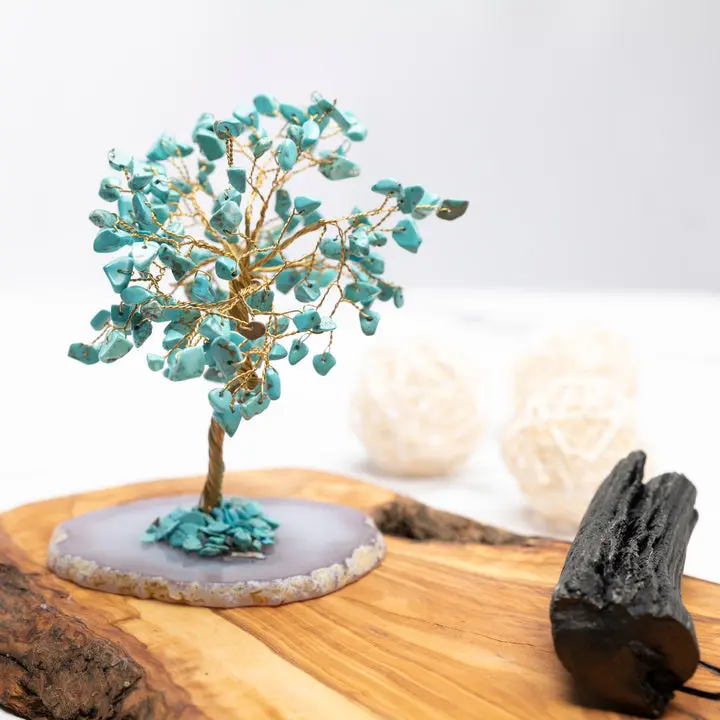 Crystal Money Tree with Natural Gemstones, Gold Wire Feng Shui Bonsai on an Agate Base, Boho Tree of Life Home Decoration, Housewarming Gift, Carnelian
