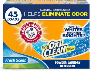 Arm & Hammer Plus OxiClean Powder Laundry Detergent, Fresh Scent, 45 Loads, 3.48 Pound (Pack of 1) - Package May Vary