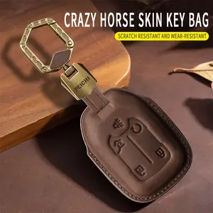 For Chevrolet Key Fob Cover Leather Car 2023 2022 2021 2020 2019 GMC Sierra and Chevy Silverado 1500 2500HD 3500HD Key Case Automotive Vehicle Detailing Truck Accessories