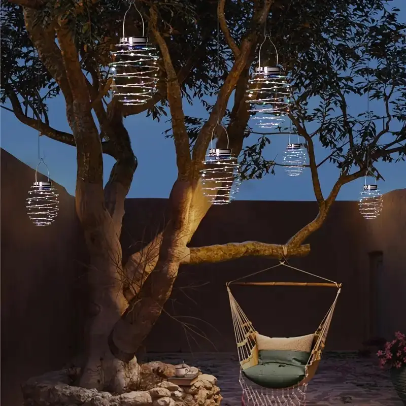 4PCS Solar Spring Lights, LED Home Garden Decorative Lights, Outdoor Lighting Hanging Lights, IP54, Energy-saving Solar Spotlights, Landscape Lighting