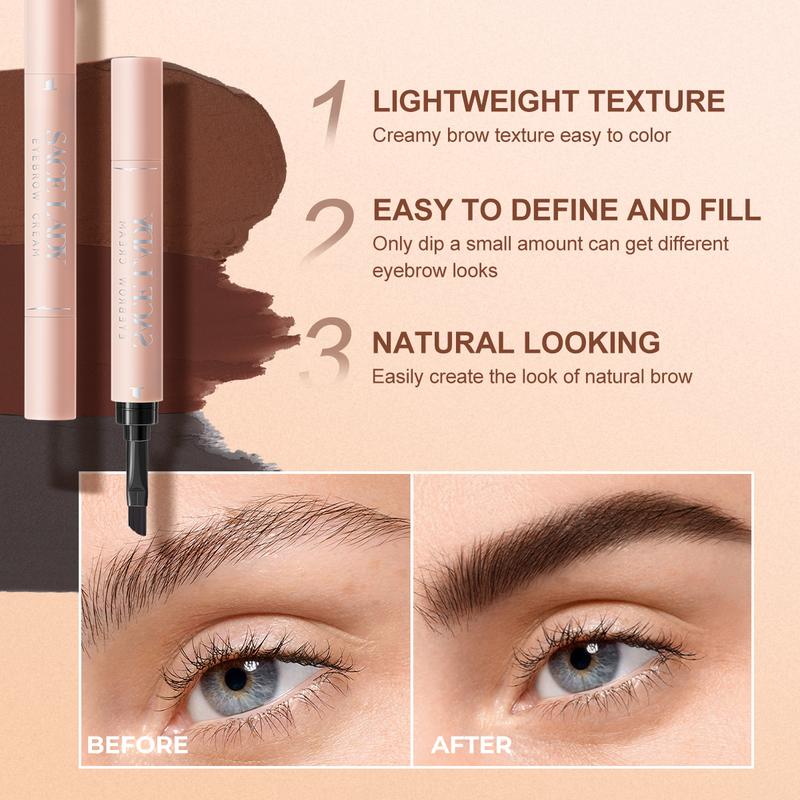 SACE LADY Eyebrow Cream,Long Lasting & Waterproof Tinted Gel Corrector with Brush 2 in 1 Eye Makeup, Pigmented Intense Brow Color Powder Cream