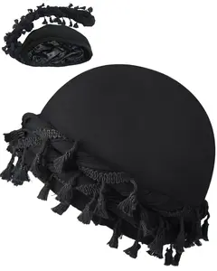 Elegant Satin Turban Head Wrap for Men and Women Vintage Twist Design, Pre-Tied Durag Style with Wave Cap - Stylish and Comfortable Headwear