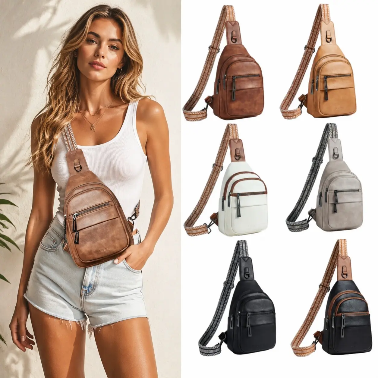 Leresas Crossbody Bags for Women, 7L Vegan Leather Everyday Purse Shoulder Bag for Men, Anti-Theft Chest Sling Bag with Adjustable Strap, Handbag Tote Work Daily Use Bags for Travel Essentials, Gift for Her TikTokShopSummerSale