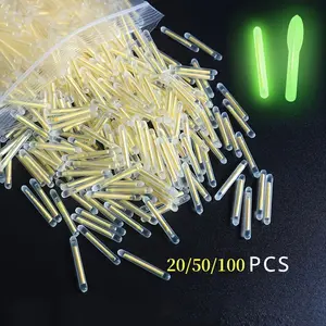 20/50Pcs High Brightness Fluorescent Yellow Fishing Glow Sticks, 3.5mm Long Lasting Light Night Fishing Accessories, Easy Install TPR Float Lure for Shore Boat Fishing, Perfect Father's Day Gift