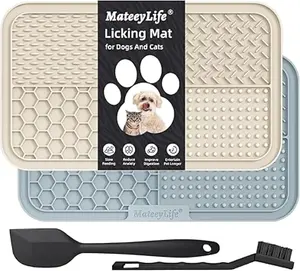 2PCS Large Lick Mat for Dogs with Suction Cups, Slow Feeder Dog Bowls, Anxiety Relief and Enrichment Toys Stainless Steel