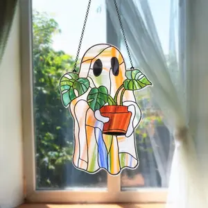 Ghost Plant Acrylic Suncatcher, Water Ripple Effect Holiday Window Hanging Mom Gift Halloween Decor