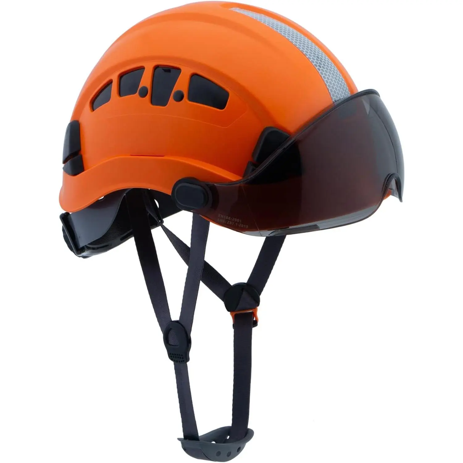 Safety Hard Hat - 8-Vent System, Visor, Chin Strap, High-Impact ABS Build, 1.9 lbs Lightweight Design, Ratchet Suspension, Accessory-Ready Side Slots, All Seasons, 11.8 x 9.4 x 5.9 inches, for Construction, Forestry