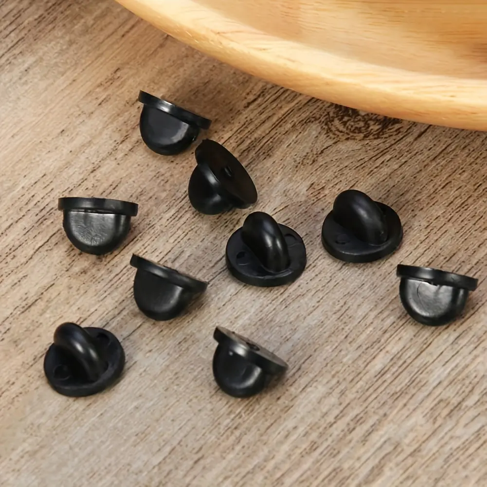 [Black Clear Rubber Lapel Pin Backs] 20pcs Black & Clear PVC Rubber Pin Backs Clip - Butterfly Clutch Tie Tack Lapel Holders with Secure Clasp Cap Keepers