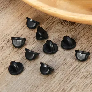 [Black Clear Rubber Lapel Pin Backs] 20pcs Black & Clear PVC Rubber Pin Backs - Butterfly Clutch Tie Tack Lapel Holders with Secure Clasp Cap Keepers