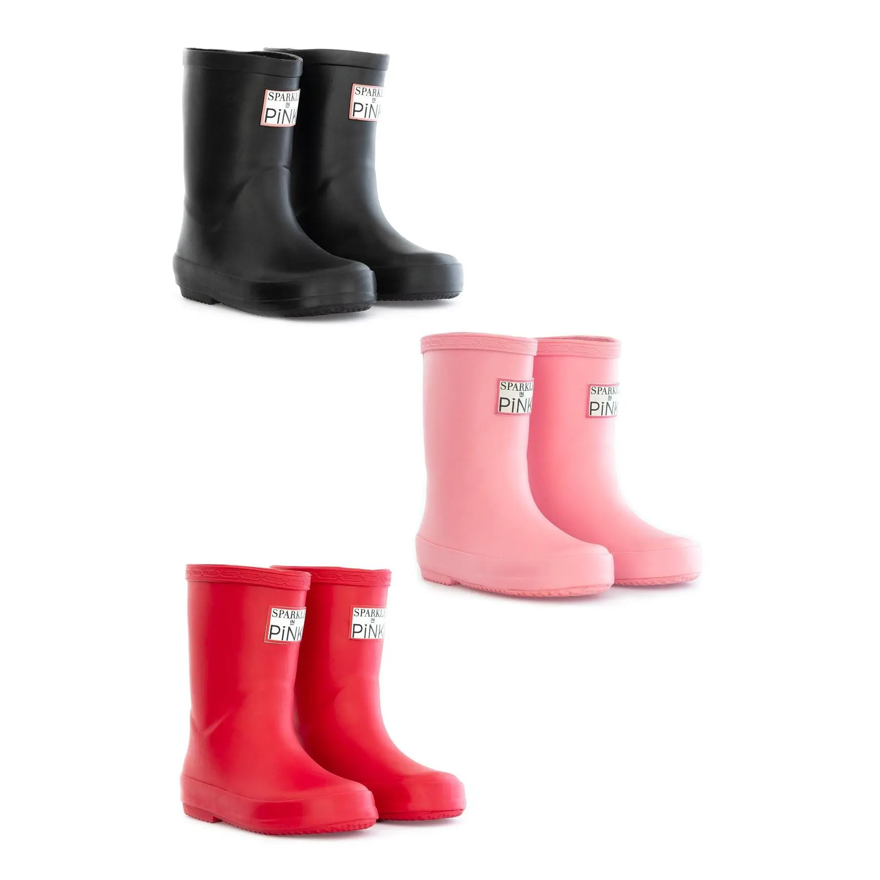 Sparkle In Pink Girls' Solid Color Mid-Calf Rain Boots, Durable Water Proof Rubber with a Textured Grip, Rain Shoes, Footwear Shoe, Slip-On, 1 - 2 Years, Rainy Days, Rainproof, Multi-Size