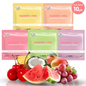 SWEETUMS Flavored Wipes Sample Pack Feminine Wipes - 10 Wipes per Box - Scented, pH Balanced, Gynecologist Tested, Dermatologist Tested - Comfort Hygiene Essentials Gentle