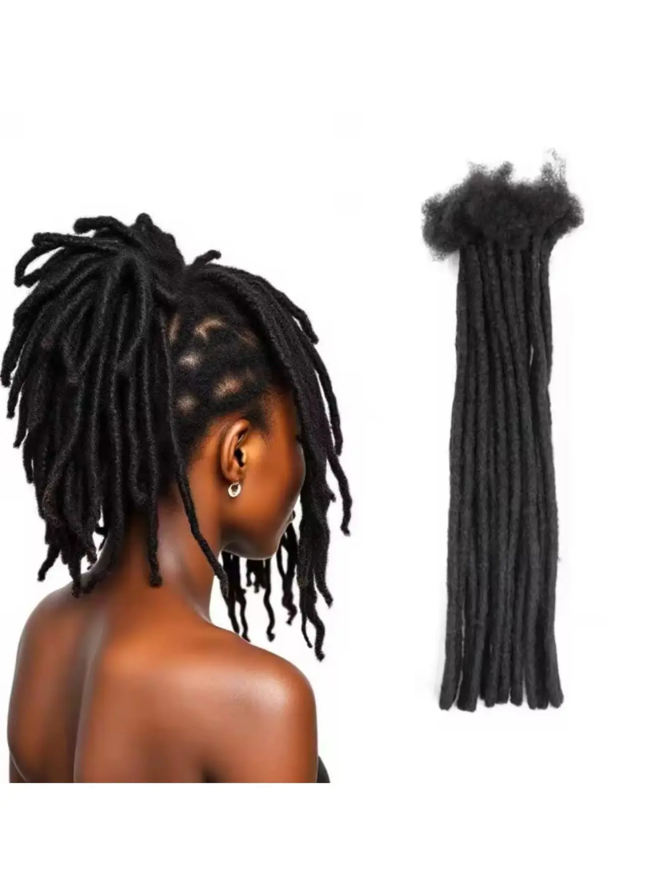 Dreads Extensions for Men Women Loc Extensions Human Hair Dreadlock Extensions 0.6 cm 4-16 Inch 10-100 Strands Handmade Permanent Locs Extension Interlocked Sister Locs Natural Black Soft Locs Hair Extensions Can be Dyed Bleached