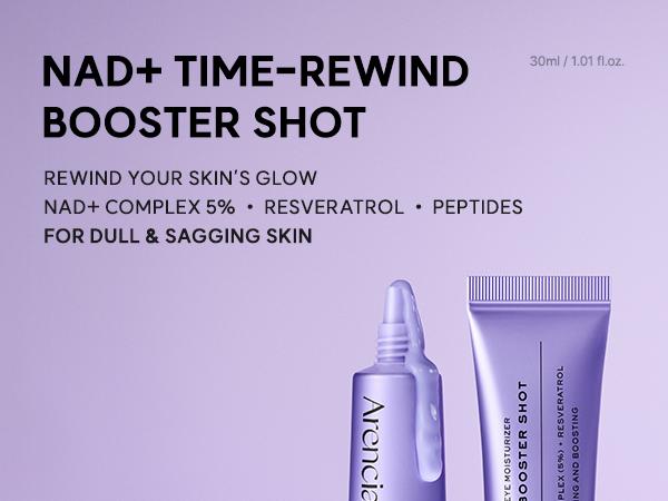 NAD+ Time-Rewind Booster Shot, Firming & Revitalizing Serum with 5% NAD+ Complex, Peptides & Resveratrol, 1.01 fl. oz.
