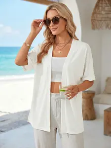 Womens Lightweight Kimono Cardigans Short Sleeve Drape Open Front Duster Flowy Summer Cover Up Sweaters