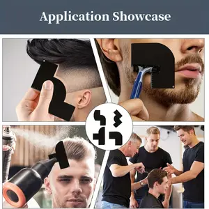 4pcs Enhancement Cards for Barbers, Measurement Indicator Tools, Reusable Hairline Shaping Kit, Spray Edge Liner