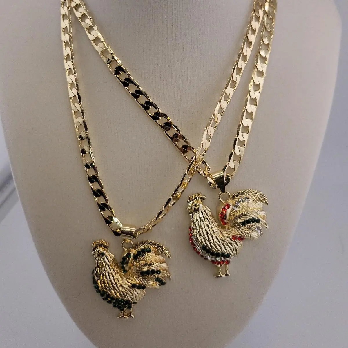 1 - 14K Gold Laminate Gallo Pendant with Cuban Chain