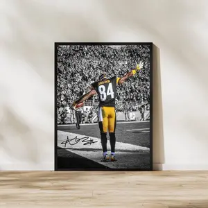 Antonio Brown Steelers Art Print: Pittsburgh Football Man Cave Decor (Poster Print Unframe)