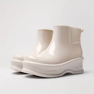 [Stylish Rain Boots] Non-Slip Women's Outdoor Rain Boots | Stylish Round Toe Design, Cushioned EVA Insole & Fabric Lining | Multi-Color Options For Commuting, Casual & Formal Wear