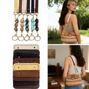 Durable Leather DIY Crochet Bag Accessories Crafts 21*10cm Bag Bottom + Strap + Extension Chain Set