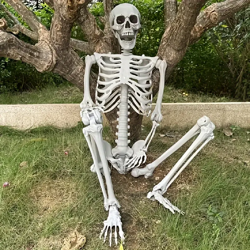 Realistic White Plastic Skeleton Decor - Spooky Halloween Accessory for Haunted Houses & Parties fengshui ornament heal stone silk  flowers bouquet home laundry room  Decoration 1Pc religious creative small gift
