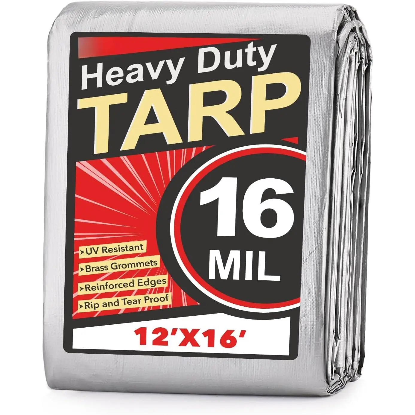 Tarps Heavy Duty Waterproof  Extra Thick 16 Mil, Tear & Fade Resistant, UV Blocking, Outdoor Tarp with Reinforced Grommets for Roof, Camping, Patio, Pool, Boat