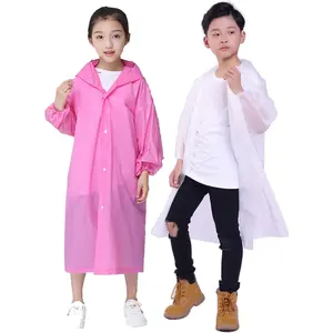Rain Ponchos for , [2 Pack] EVA  Rain Jacket Reusable Rain Coat with Hood for  Boys Girls 6-12