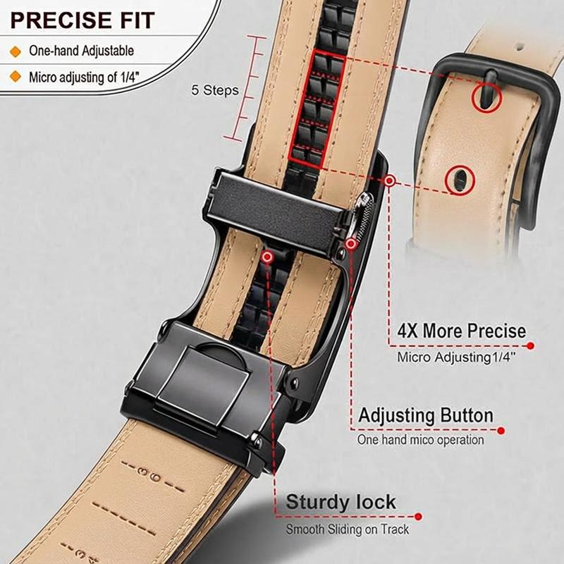 Engraved Men's Ratchet Belt - Personalized Leather Slide Belt with Automatic Buckle - Funny Valentine's Day Gift for Husband Boyfriend