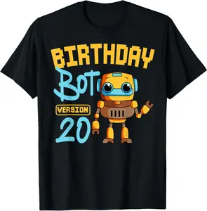 Robot 20 Birthday Bot Version Party Futuristic Ai Technology T-Shirt