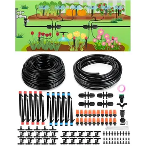 Drip Irrigation System for: 230FT Misting Sprinkler DIY Devices with Tubing Hose for Indoor Plants Flower Beds Raised Growing Lawn Tree Hydroponic