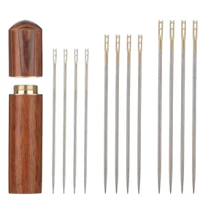 30 Counts Self Threading Needles with Wooden Case Easy to Thread Hand Sewing Needles Multi-Purpose for DIY Embroidery Mending Sewing & Crafts Home DIY Use
