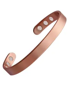 Unisex Simple Style Copper Bangle Bracelet, Trendy Minimalist Magnetic Cuff Bangle, All-match Vintage Jewelry As Birthday Gift for Friends