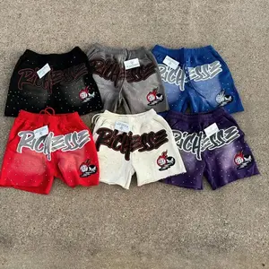 2000s clothes Harajuku Men Shorts Rhinestone Letter Print Cotton sweatpants Fashion NEW Hip Hop Basketball Streetwear Loose Casual Shorts