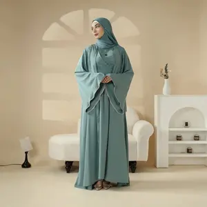 Open Kimono Abaya Set, Kimono Style Abaya 3-Piece Set (MOA094) jilbabs winter on outfits khimar modern Maxi
