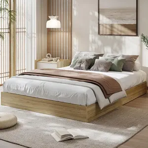 Wood Platform Bed Frame Twin Full Queen King Size, Wooden Bed Frame Without Headboard, Wood Slat Support,No Box Spring Needed, Easy Assembly