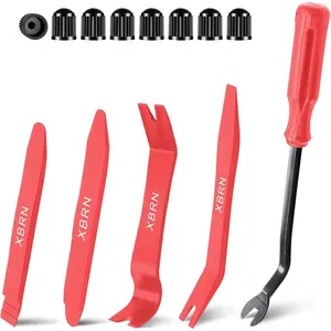 Auto Trim Removal Tool Kit,13 Pcs Car Panel Door Window Tools Kit,Auto Clip Fastener Remover Pry Tool Set-Red