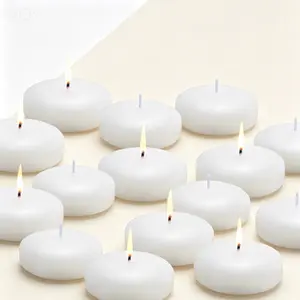 12 Unscented Floating Candles, White Dripless Wax Tealights for Cylinder Vases, Bulk Pack for Wedding Centerpieces, Party Decor, Holiday Table Settings, Long Burning Taperless Candles for Water