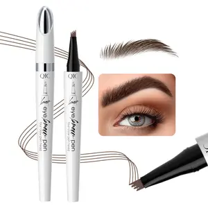 QIC Microblading Eyebrow Pencil, Eyebrow Pen with an Upgrade Micro-Fork Tip Applicator, Waterproof Long-Lasting Microblading Eyebrow Pencil, Brow Pen for Natural Looking Brows Makeup Cosmetic, Flawless Coffee Brown Color Eye Makeup Tool